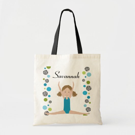 Kleine gymnast in Aqua en Groen Tote Bag (Voorkant)