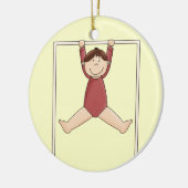 Kleine gymnast op de hoge balk keramisch ornament (Links)