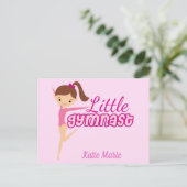 Kleine  Gymnast Roze Aangepaste Kinder Gymnastiek Briefkaart (Staand voorkant)