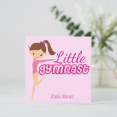 Kleine  Gymnast Roze Aangepaste Kinder Gymnastiek Kaart (Staand voorkant)