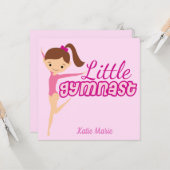 Kleine  Gymnast Roze Aangepaste Kinder Gymnastiek Kaart (Voorkant / Achterkant in situ)