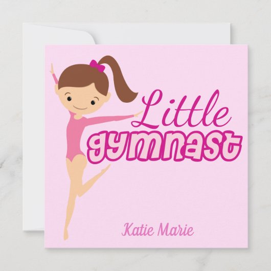 Kleine  Gymnast Roze Aangepaste Kinder Gymnastiek Kaart (Voorkant)
