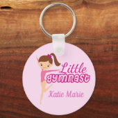 Kleine Gymnast Roze Aangepaste Kinder Gymnastiek Sleutelhanger (Achterkant)