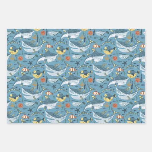 Kleine Haai Eerste Tweede Verjaardag Jongens Favor Inpakpapier Vel (Voorkant 3)