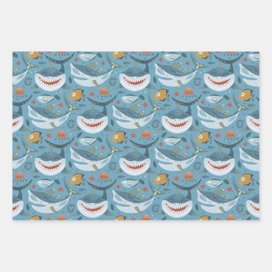 Kleine Haai Eerste Tweede Verjaardag Jongens Favor Inpakpapier Vel (Voorkant 2)