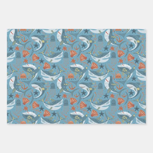 Kleine Haai Eerste Tweede Verjaardag Jongens Favor Inpakpapier Vel (Voorkant)