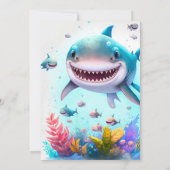 Kleine haaienhaai Moderne kinderen Birthday Party Kaart (Achterkant)