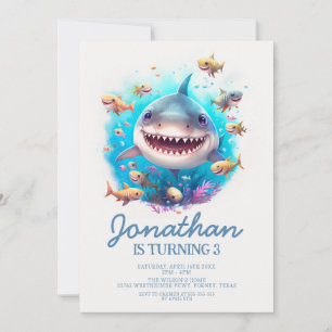 Kleine haaienhaai Moderne kinderen Birthday Party Kaart