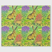 Kleine haas in bloemen cadeaupapier (Vlak)