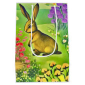 Kleine haas in bloemen medium cadeauzakje (Achterkant)