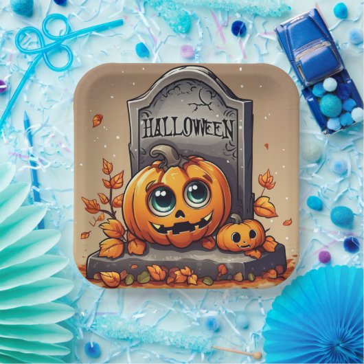 Kleine Halloween Grafsteen Papieren Bordje (Feest)