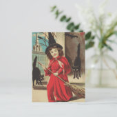  kleine halloween heks en zwarte katten feestdagenkaart (Staand voorkant)