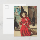  kleine halloween heks en zwarte katten feestdagenkaart (Voorkant / Achterkant)