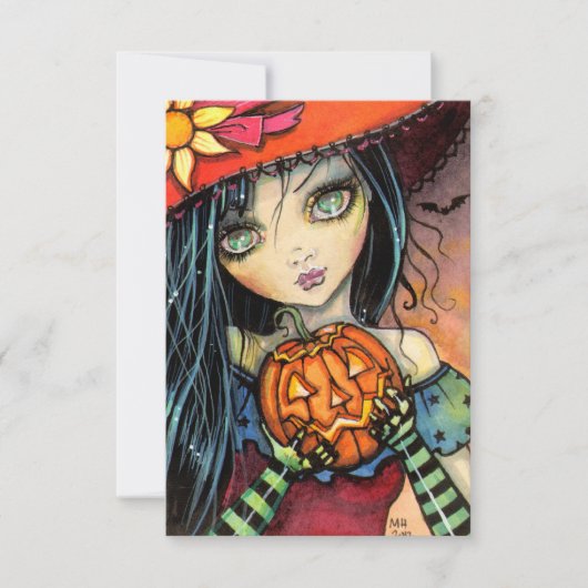Kleine Halloween heks Halloween Briefkaarten (Voorkant)