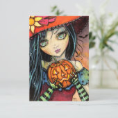 Kleine Halloween heks Halloween Briefkaarten (Staand voorkant)