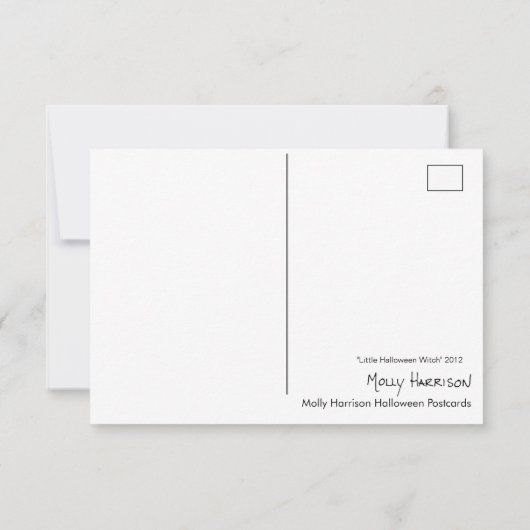 Kleine Halloween heks Halloween Briefkaarten (Achterkant)