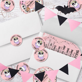 Kleine Halloween-sticker enveloppen/zakken/dozen v Ronde Sticker