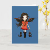 Kleine Halloween Vampire Kaart (Gele Bloem)