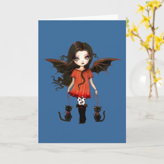 Kleine Halloween Vampire Kaart (Gele Bloem)