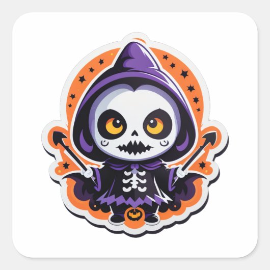 Kleine halloween vierkante sticker (Voorkant)