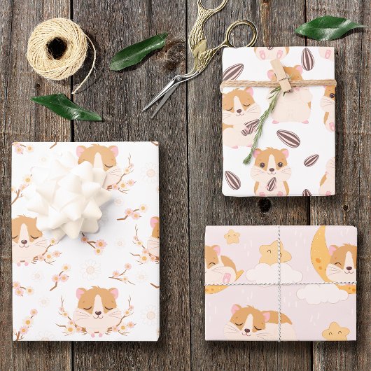 Kleine Hamsters Drie Patroondagen Inpakpapier Vel