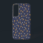 Kleine handbediende bloemen samsung galaxy hoesje<br><div class="desc">Klein,  met de hand getekend crème en gele bloemen op een blauw marineklein.</div>