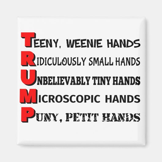 Kleine Handen Trump Koelkast Magnet (Voorkant)