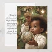 Kleine Handjes Reiken - Zwarte Baby Feestdagenkaart (Voorkant / Achterkant)