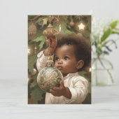 Kleine Handjes Reiken - Zwarte Baby Feestdagenkaart (Staand voorkant)