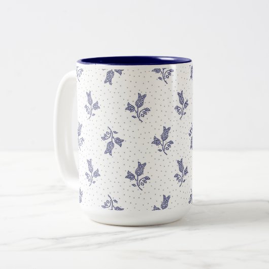 Kleine harebells - Hongaarse blauwakleurige folkve Tweekleurige Koffiemok (Voorkant links)