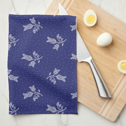 Kleine harebells - Hongaarse Blauwkleurige Folk Ar Theedoek (Quarter Fold)