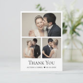 Kleine Hart Moderne Wedding Fotocollage Bedankkaart (Staand voorkant)