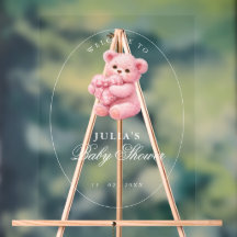 Kleine Hart Roze Gingham Teddybeer Baby Shower
