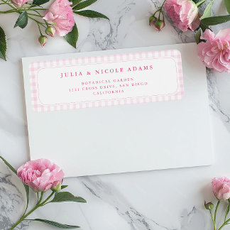 Kleine Hart Roze Gingham Teddybeer Baby Shower Etiket