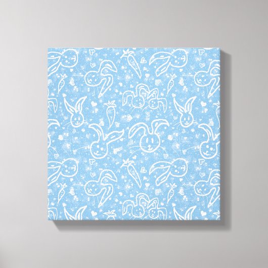 Kleine harten en Bunnies - transparant patroon. Canvas Afdruk (Voorkant)