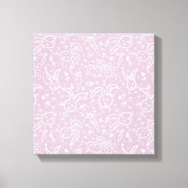Kleine harten en Bunnies - transparant patroon. Canvas Afdruk