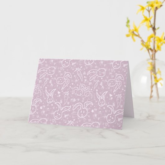 Kleine harten en Bunnies - transparant patroon. Kaart (Gele Bloem)