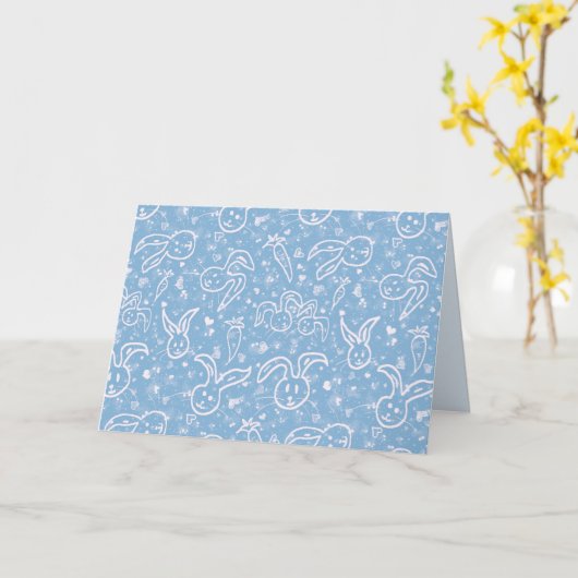 Kleine harten en Bunnies - transparant patroon. Kaart (Gele Bloem)