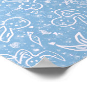 Kleine harten en Bunnies - transparant patroon. Poster (Hoek)