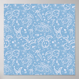 Kleine harten en Bunnies - transparant patroon. Poster