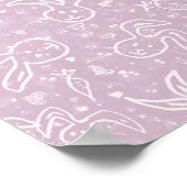 Kleine harten en Bunnies - transparant patroon. Poster (Hoek)