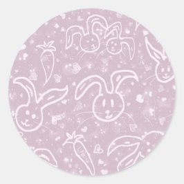 Kleine harten en Bunnies - transparant patroon. Ronde Sticker