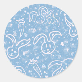 Kleine harten en Bunnies - transparant patroon. Ronde Sticker