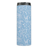 Kleine harten en Bunnies - transparant patroon. Thermosbeker (Achterkant)