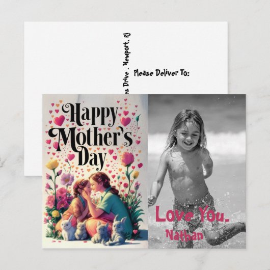 *~* Kleine harten grillige Moederdag Foto AP72 Feestdagenkaart (Voorkant / Achterkant)