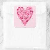 Kleine harten Grote Harten op Roos Roze Vierkante Sticker (Tas)