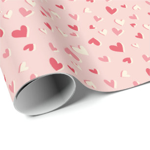 Kleine harten in roze tinten cadeaupapier