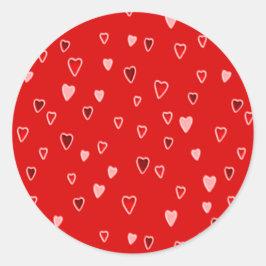 Kleine harten op rood ronde sticker