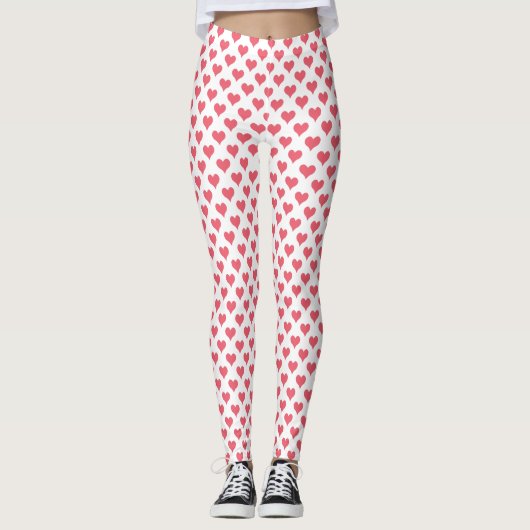 Kleine harten Rode Witte Leggings (Voorkant)