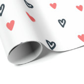 Kleine harten Rood en Zwarte Valentijnsdag Cadeaupapier (Rol Hoek)